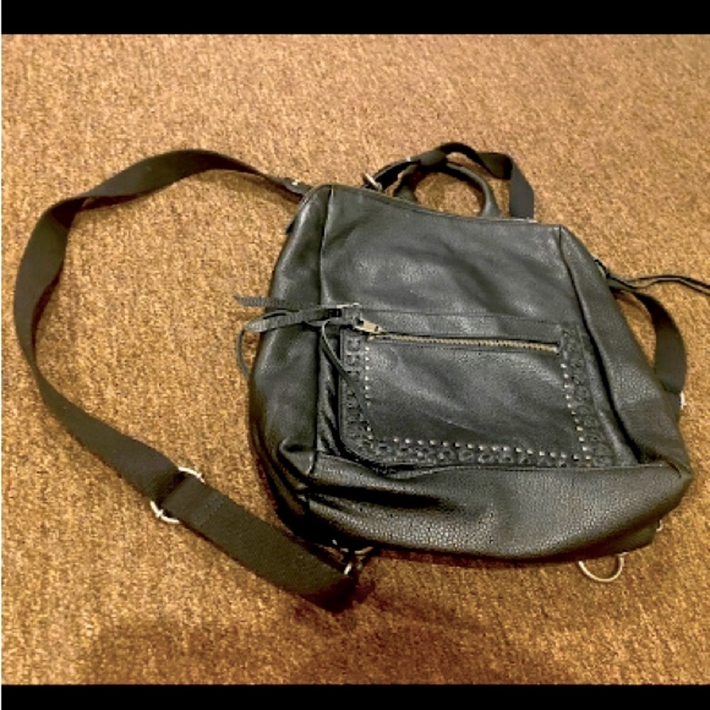 The Sak  Black Leather Butter Soft L Backpack book Bag Purse shoulder carry on